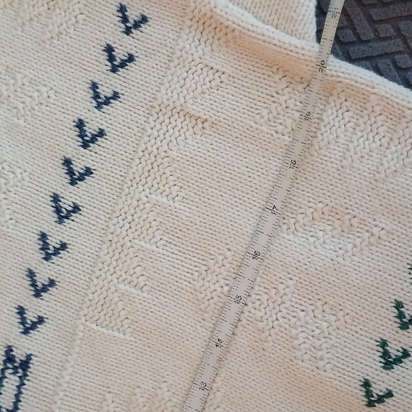 Woolrich mens vintage 100% cotton Crewneck Sweater red green natural Holiday M - Picture 7 of 15